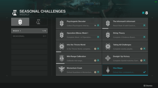 Destiny 2 Seasonal Challenges