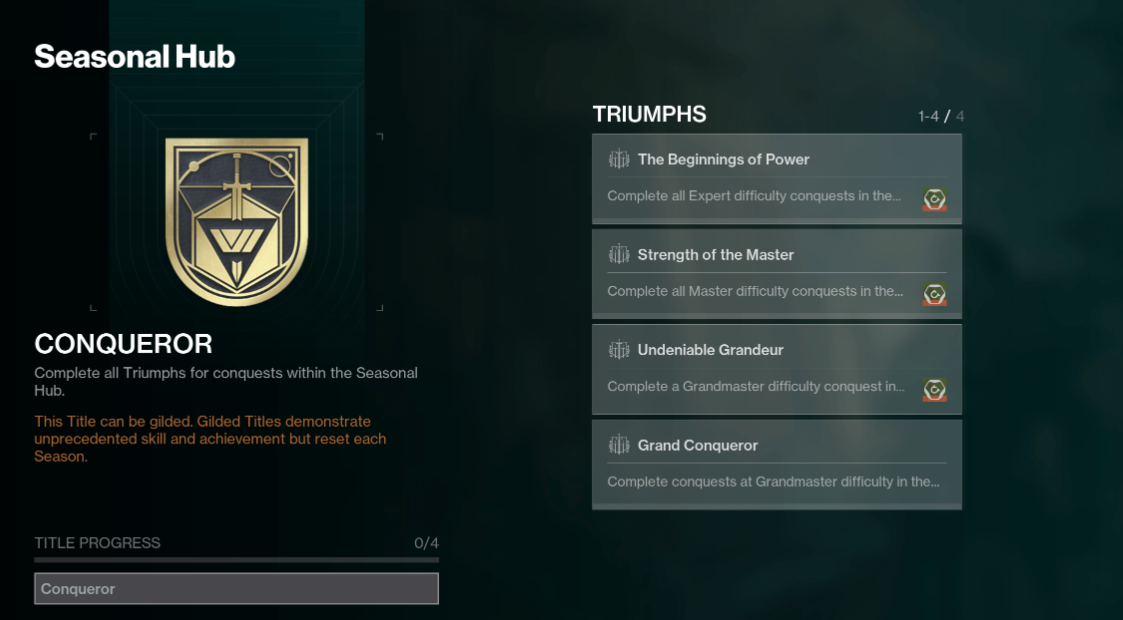 Seasonal Conquests - Destiny 2