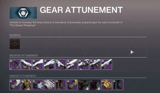 Desert Perpetual Gear Attunement unlocked in the Atlas and Almanac Quest - Destiny 2