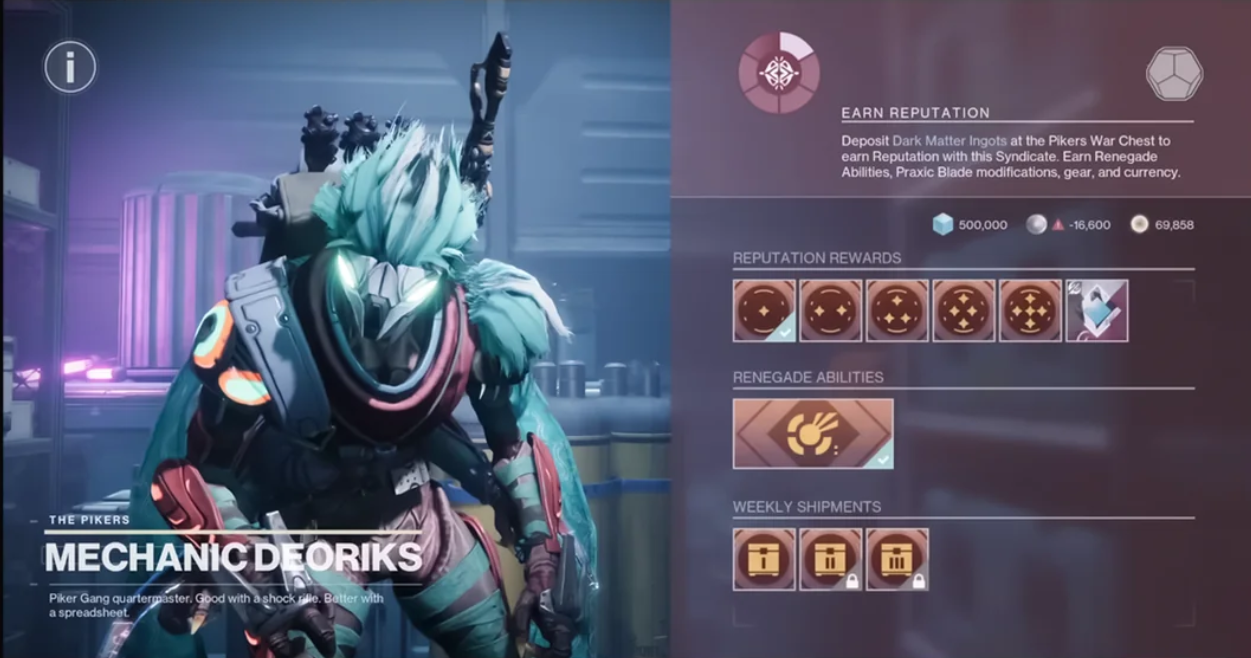 Syndicate Rank Boost The Pikers - Destiny 2